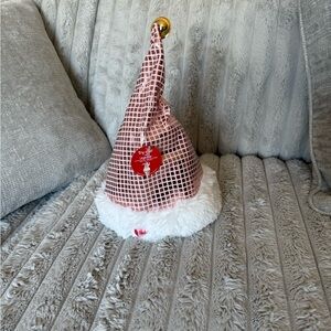 Pink and White Kids Santa Hat